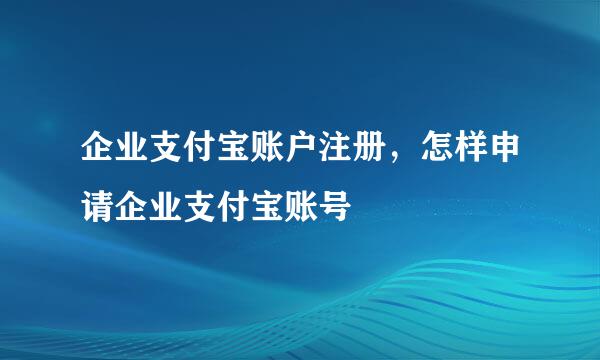企业支付宝账户注册，怎样申请企业支付宝账号