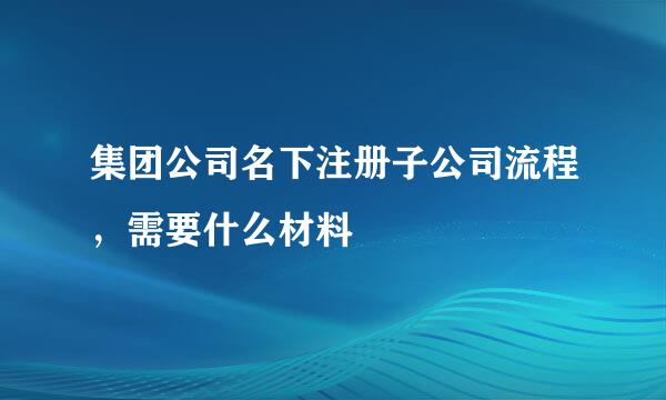 集团公司名下注册子公司流程，需要什么材料