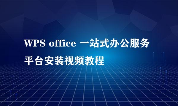WPS office 一站式办公服务平台安装视频教程