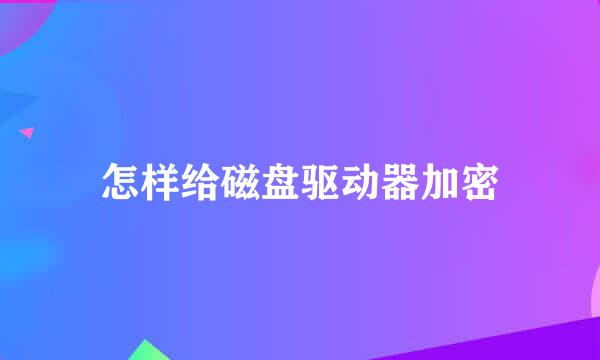 怎样给磁盘驱动器加密