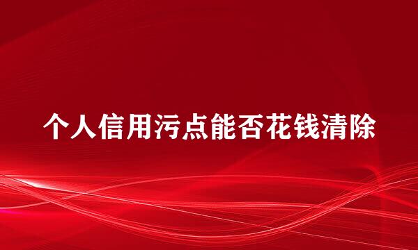 个人信用污点能否花钱清除