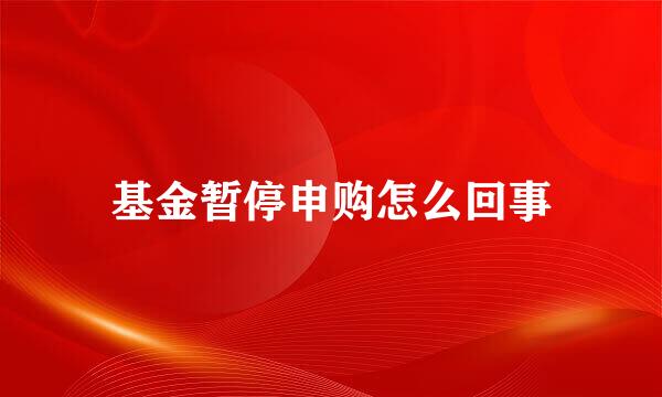 基金暂停申购怎么回事
