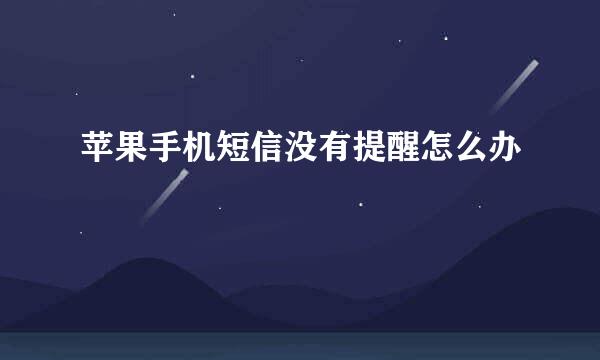 苹果手机短信没有提醒怎么办