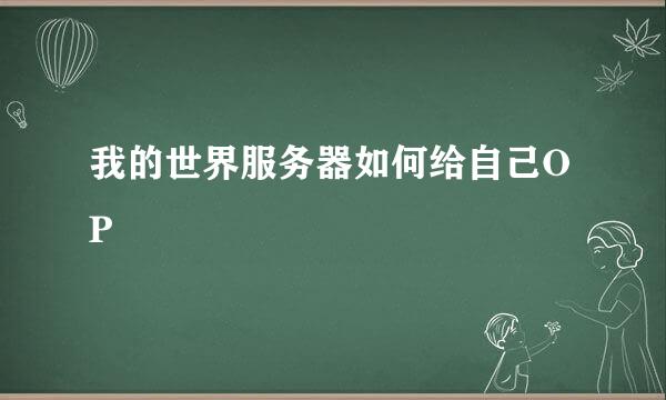 我的世界服务器如何给自己OP