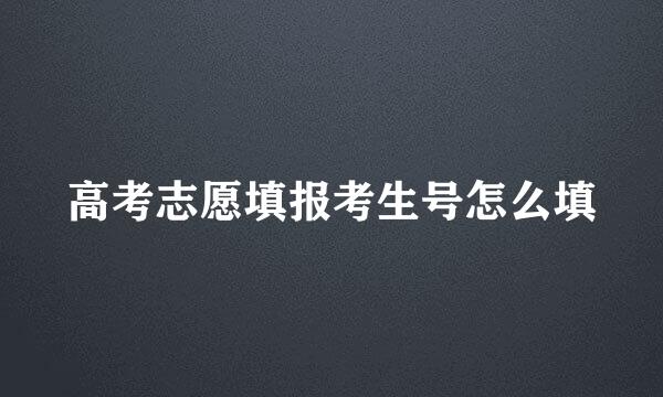 高考志愿填报考生号怎么填