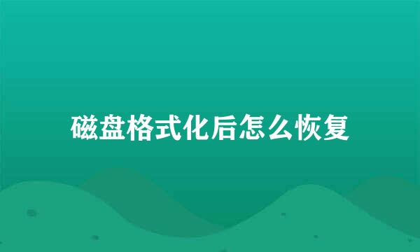 磁盘格式化后怎么恢复