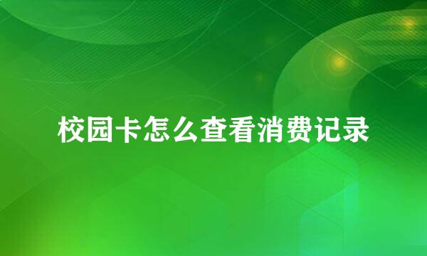 校园卡怎么查看消费记录