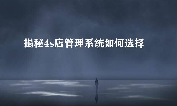 揭秘4s店管理系统如何选择