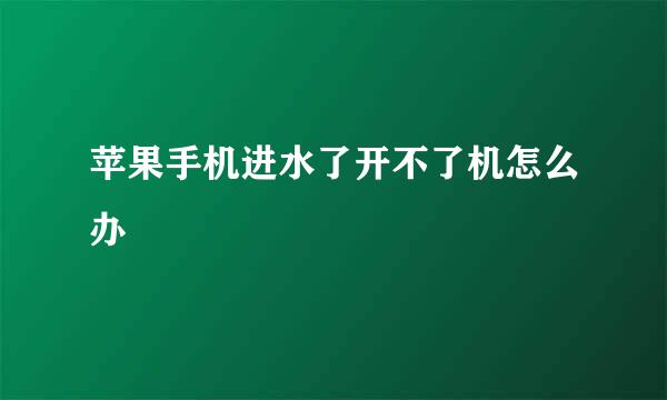 苹果手机进水了开不了机怎么办