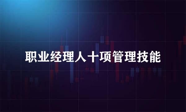 职业经理人十项管理技能