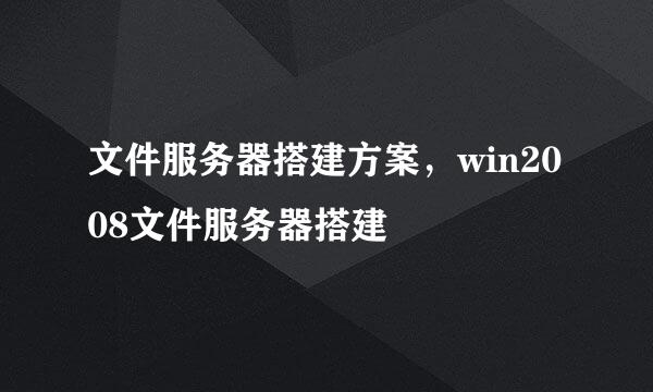 文件服务器搭建方案，win2008文件服务器搭建