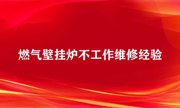 燃气壁挂炉不工作维修经验