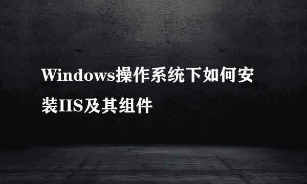 Windows操作系统下如何安装IIS及其组件