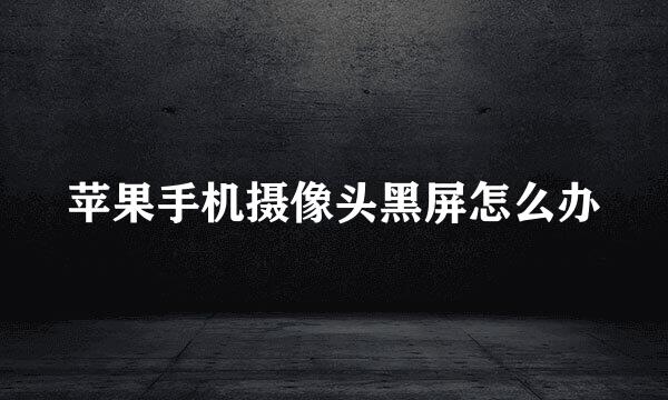 苹果手机摄像头黑屏怎么办