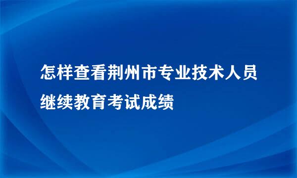 怎样查看荆州市专业技术人员继续教育考试成绩