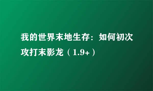 我的世界末地生存：如何初次攻打末影龙（1.9+）