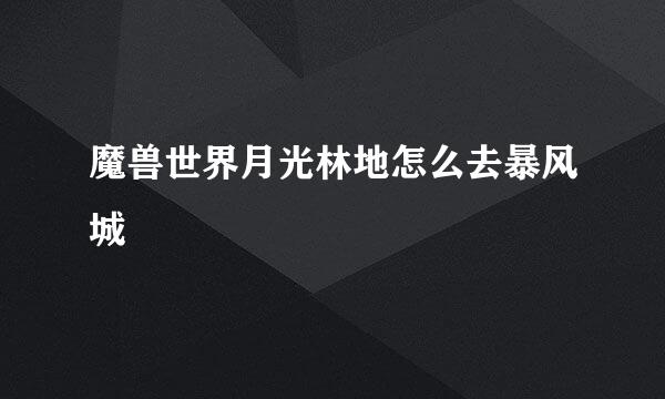 魔兽世界月光林地怎么去暴风城