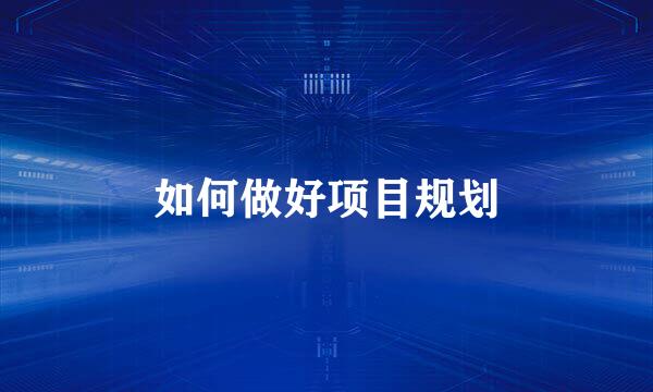 如何做好项目规划