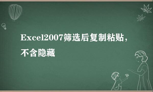 Excel2007筛选后复制粘贴，不含隐藏