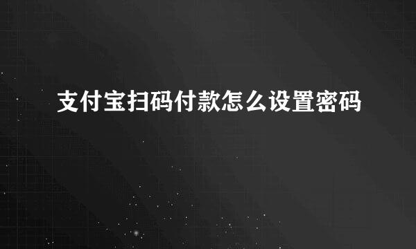 支付宝扫码付款怎么设置密码