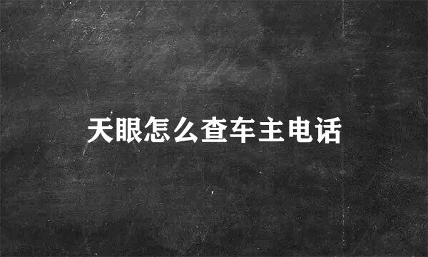 天眼怎么查车主电话