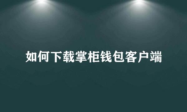 如何下载掌柜钱包客户端