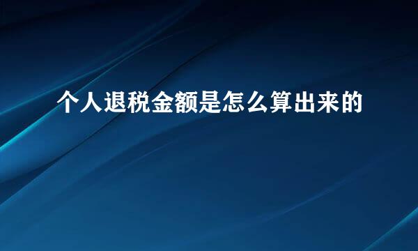 个人退税金额是怎么算出来的