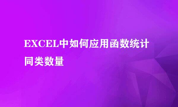 EXCEL中如何应用函数统计同类数量