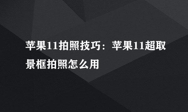 苹果11拍照技巧：苹果11超取景框拍照怎么用