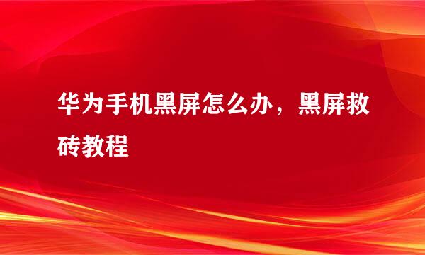 华为手机黑屏怎么办，黑屏救砖教程