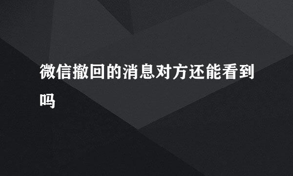 微信撤回的消息对方还能看到吗