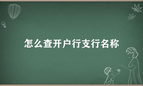 怎么查开户行支行名称