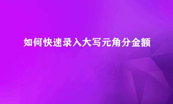 如何快速录入大写元角分金额