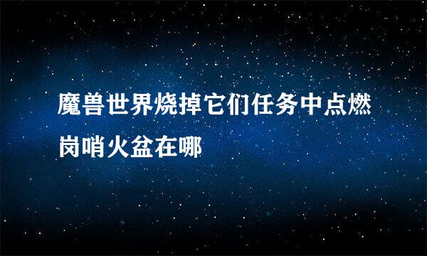 魔兽世界烧掉它们任务中点燃岗哨火盆在哪