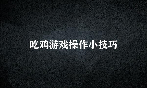 吃鸡游戏操作小技巧