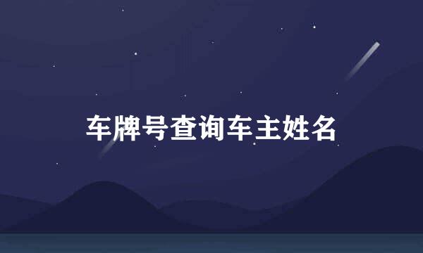 车牌号查询车主姓名