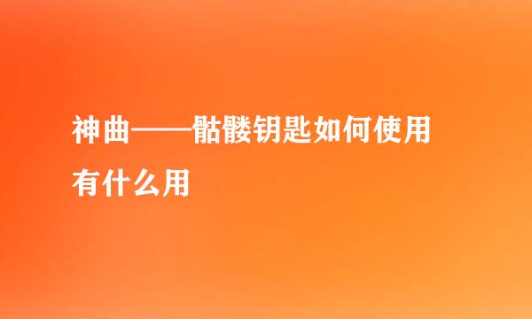 神曲——骷髅钥匙如何使用 有什么用