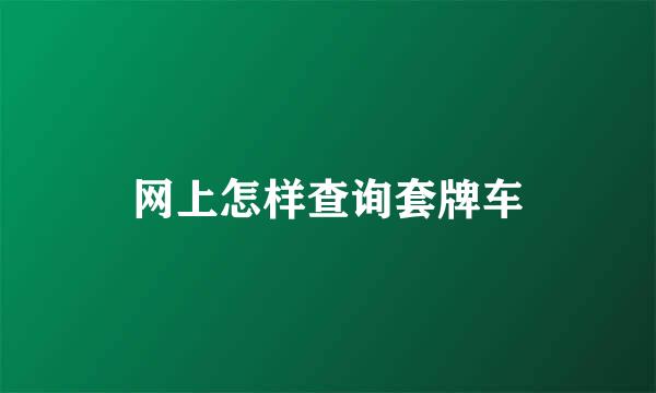 网上怎样查询套牌车