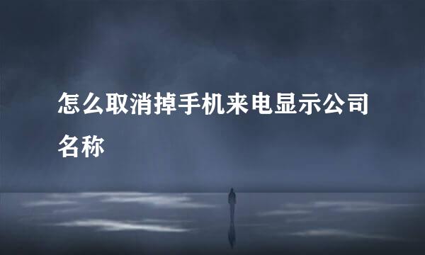 怎么取消掉手机来电显示公司名称