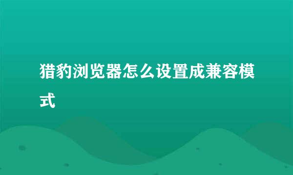 猎豹浏览器怎么设置成兼容模式