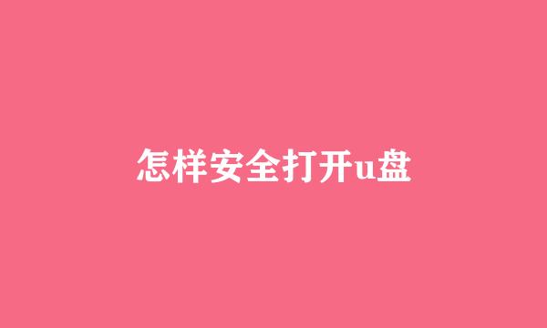 怎样安全打开u盘