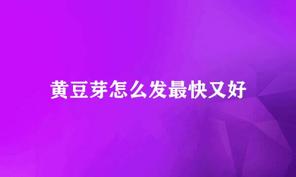 黄豆芽怎么发最快又好