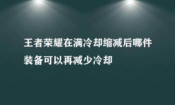 王者荣耀在满冷却缩减后哪件装备可以再减少冷却