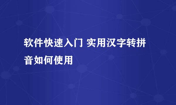 软件快速入门 实用汉字转拼音如何使用