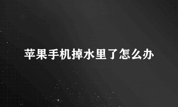 苹果手机掉水里了怎么办