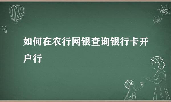 如何在农行网银查询银行卡开户行