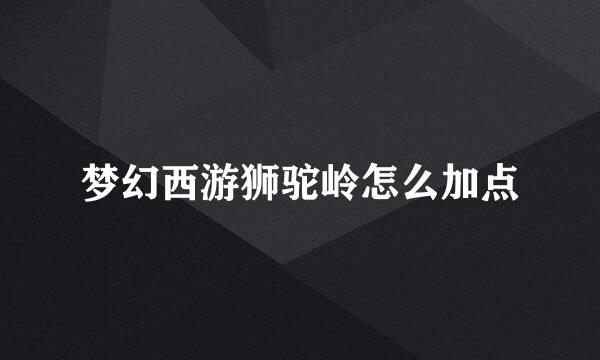 梦幻西游狮驼岭怎么加点