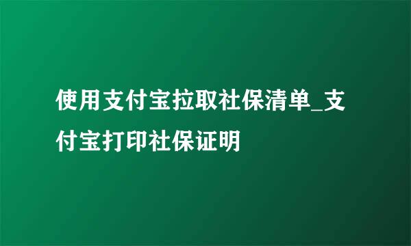 使用支付宝拉取社保清单_支付宝打印社保证明