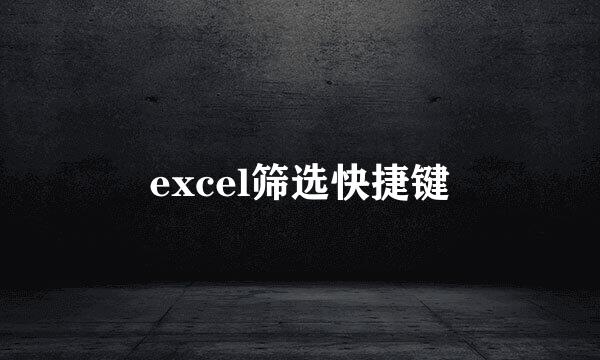 excel筛选快捷键