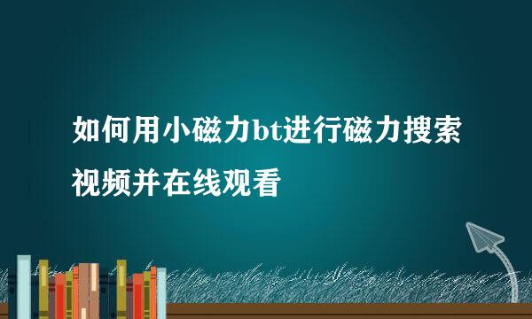如何用小磁力bt进行磁力搜索视频并在线观看